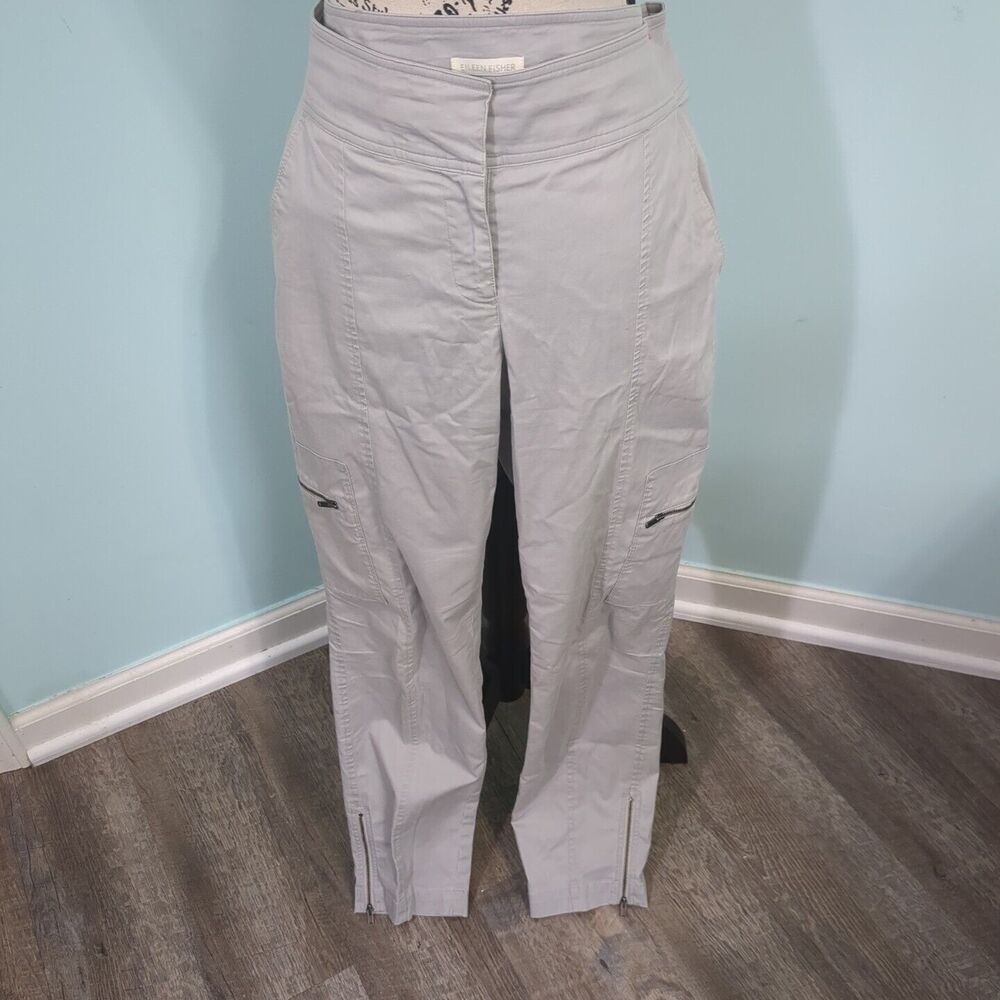 EILEEN FISHER Crop Ankle Zip Skinny Cargo Pant Gray small